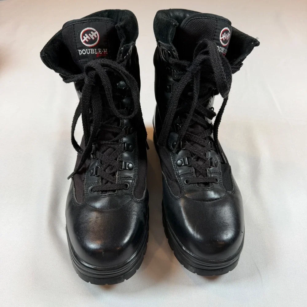 Double H Sport Mens Tactical Duty Boots Black Leather Nylon Combat 4800 Size 9 D